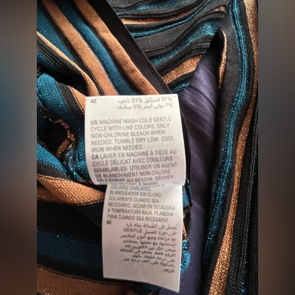 NWT INC International Concepts Blue/Copper Sparkle Long Sleeve Blouse Size Large - Picture 7 of 10